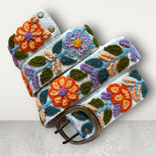 Load image into Gallery viewer, Peruvian Hand Embroidered Belt , Wool Belt, Statement Belt -  Boho Blooms Belt