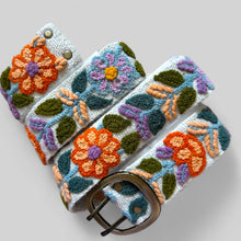 Load image into Gallery viewer, Peruvian Hand Embroidered Belt , Wool Belt, Statement Belt -  Boho Blooms Belt