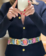 Load image into Gallery viewer, Peruvian Hand Embroidered Belt - Boho - Eternal Bloom/Cream Background