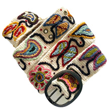 Load image into Gallery viewer, Embroidered Andina  Belt - Peruvian, Handmade Flower Belt -  Andina Blossom - Off White