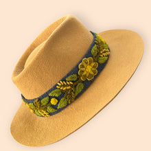 Load image into Gallery viewer, Fedora Hat - Wool Felt Hat, Wide Brim Hat , Embroidered Removable Hat Band  -  Mustard