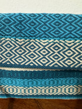 Load image into Gallery viewer, Hand Weaved Envelope Bag, Crossbody Bag, Evening Bag - Turquoise and Cream