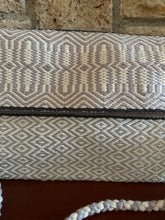 Load image into Gallery viewer, Hand Weaved Envelope Bag, Crossbody Bag, Evening Bag - Grey, Cream and Silver