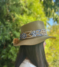 Load image into Gallery viewer, Fedora Hat - Wool Felt Hat, Wide Brim Hat , Embroidered Removable Hat Band  -  Taupe
