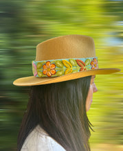 Load image into Gallery viewer, Fedora Hat - Wool Felt Hat, Wide Brim Hat , Embroidered Removable Hat Band  -  Mustard