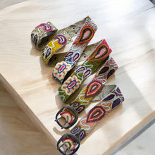 Load image into Gallery viewer, Peruvian Hand Embroidered Belt , Wool Belt, Statement Belt -  Bohemian Mosaic Tan base