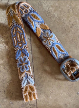 Load image into Gallery viewer, Embroidered Flower Belt, Peruvian, Handmade - Andina Camel/Terracota Blues