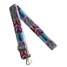 Load image into Gallery viewer, Embroidered Adjustable Shoulder Strap, Purse Strap, Camera Strap - Pink and Turquoise