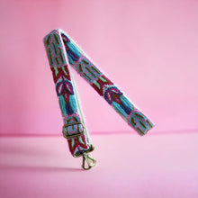 Load image into Gallery viewer, Embroidered Adjustable Shoulder Strap, Purse Strap, Camera Strap - Pink and Turquoise