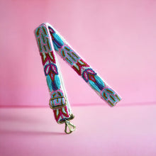 Load image into Gallery viewer, Embroidered Adjustable Shoulder Strap, Purse Strap, Camera Strap - Pink and Turquoise