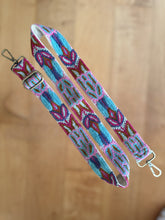 Load image into Gallery viewer, Embroidered Adjustable Shoulder Strap, Purse Strap, Camera Strap - Pink and Turquoise