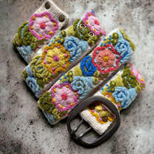Load image into Gallery viewer, Peruvian Hand Embroidered Belt - Boho - Eternal Bloom/Cream Background