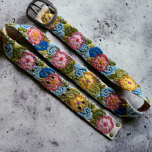Load image into Gallery viewer, Peruvian Hand Embroidered Belt - Boho - Eternal Bloom/Cream Background