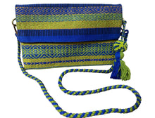 Load image into Gallery viewer, Hand Weaved Envelope Bag, Crossbody Bag, Evening Bag - Blue and Gold