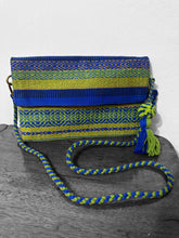 Load image into Gallery viewer, Hand Weaved Envelope Bag, Crossbody Bag, Evening Bag - Blue and Gold