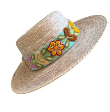 Load image into Gallery viewer, Sun Hat , Straw Hat, Hand Embroidered Band