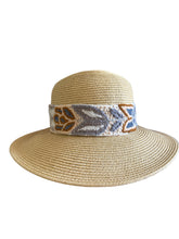Load image into Gallery viewer, Sun Hat , Straw Hat, Hand Embroidered Band