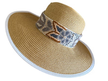 Load image into Gallery viewer, Sun Hat , Straw Hat, White Border - Hand Embroidered Band