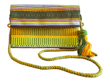 Load image into Gallery viewer, Hand Weaved Envelope Bag, Crossbody Bag, Evening Bag - Multicolor, Green, Yellow, Orange and Pink