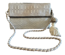 Load image into Gallery viewer, Hand Weaved Envelope Bag, Crossbody Bag, Evening Bag - Grey, Cream and Silver