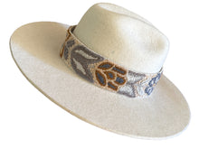Load image into Gallery viewer, Fedora Hat - Wool Felt Hat, Wide Brim Hat , Embroidered Removable Hat Band  - Ivory White