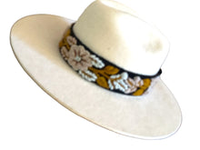 Load image into Gallery viewer, Fedora Hat - Wool Felt Hat, Wide Brim Hat , Embroidered Removable Hat Band  - Ivory White