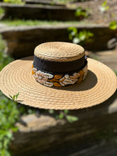 Load image into Gallery viewer, Wide Brim Straw Hat for Women, Oversized Beach Hat, UV Protection Sun Hat,  Panama Wide Brim Hat,  Summer , Hand Embroidered Removable Band