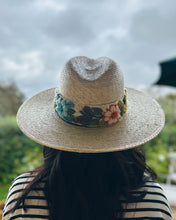 Load image into Gallery viewer, Palm Fedora Hat, Wide Brim Hat,  Summer , Straw Hat, Panama Wide Brim, Removable Hand Embroidered Band - Vaquero Style