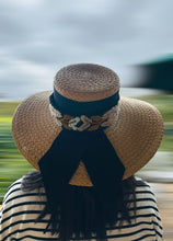 Load image into Gallery viewer, Wide Brim Straw Hat for Women, Oversized Beach Hat, UV Protection Sun Hat,  Panama Wide Brim Hat,  Summer , Hand Embroidered Removable Band