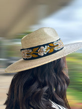 Load image into Gallery viewer, Palm Fedora Hat, Wide Brim Hat,  Summer , Straw Hat, Panama Wide Brim, Removable Hand Embroidered Band - Vaquero Style