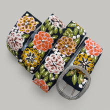 Load image into Gallery viewer, Peruvian Hand Embroidered Belt , Wool Belt, Statement Belt -  Vintage Blossom Black Base