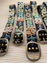 Load image into Gallery viewer, Peruvian Hand Embroidered Belt , Wool Belt, Statement Belt - Midnight Meadow