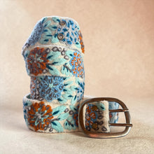 Load image into Gallery viewer, Peruvian Hand Embroidered Belt , Wool Belt, Statement Belt - Azure Blossom