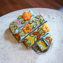 Load image into Gallery viewer, Peruvian Hand Embroidered Belt  -    Mint and Rust Flowers