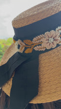 Load and play video in Gallery viewer, Wide Brim Straw Hat for Women, Oversized Beach Hat, UV Protection Sun Hat,  Panama Wide Brim Hat,  Summer , Hand Embroidered Removable Band
