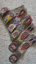 Load and play video in Gallery viewer, Peruvian Hand Embroidered Belt , Wool Belt, Statement Belt -  Bohemian Mosaic Tan base