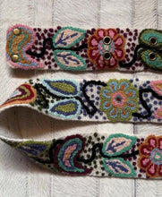 Load and play video in Gallery viewer, Peruvian Hand Embroidered Belt , Wool Belt, Statement Belt -  Bohemian Mosaic