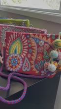 Load and play video in Gallery viewer, Hand Embroidered Crossbody Bag, Handbags, Purse - Pink and Baby Blue