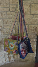 Load and play video in Gallery viewer, Hand Embroidered Crossbody Bag, Handbags, Purse - Pink and Baby Blue