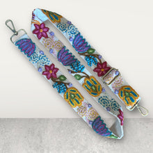 Load image into Gallery viewer, Embroidered Adjustable Shoulder Strap, Purse Strap, Camera Strap - Aqua Star
