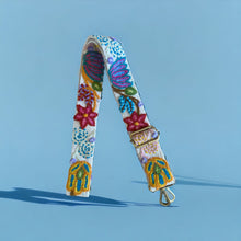 Load image into Gallery viewer, Embroidered Adjustable Shoulder Strap, Purse Strap, Camera Strap - Aqua Star