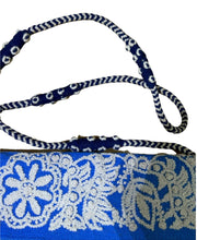 Load image into Gallery viewer, Hand Embroidered "Envelope" Wool Crossbody Handbag, Clutch, Purse - Turquoise and Cream