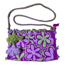 Load image into Gallery viewer, Hand Embroidered Wool Crossbody Handbag, Clutch, Purse "Embroidery Front and Back"- Hot Pink/Lime Green