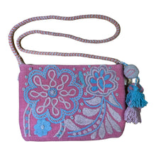 Load image into Gallery viewer, Hand Embroidered Crossbody Bag, Handbags, Purse - Pink and Baby Blue