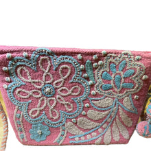Load image into Gallery viewer, Hand Embroidered Crossbody Bag, Handbags, Purse - Pink and Baby Blue