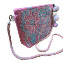 Load image into Gallery viewer, Hand Embroidered Crossbody Bag, Handbags, Purse - Pink and Baby Blue