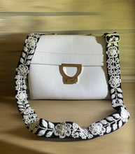 Load image into Gallery viewer, Embroidered Adjustable Handbag Strap, Purse Strap, Camera Strap - Andina Black and White
