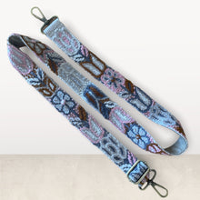 Load image into Gallery viewer, Embroidered Adjustable Handbag Strap, Purse Strap, Camera Strap - Andina Blues and Pink