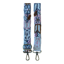 Load image into Gallery viewer, Embroidered Adjustable Handbag Strap, Purse Strap, Camera Strap - Andina Blues and Pink