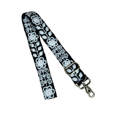 Load image into Gallery viewer, Embroidered Adjustable Handbag Strap, Purse Strap, Camera Strap - Andina Black and White